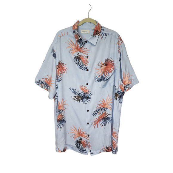Caribbean Hawaiian Shirt Multicolor Blue Floral Button Down Size 2XT NWT - Picture 1 of 9